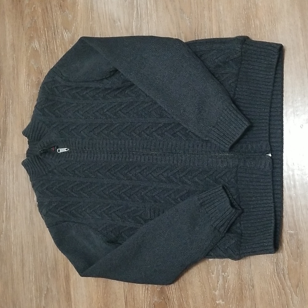 (M) IKE BEHAR Fleece Lined Cable Knit 100% Cotton Knit Sweater Eclectic Grandpa